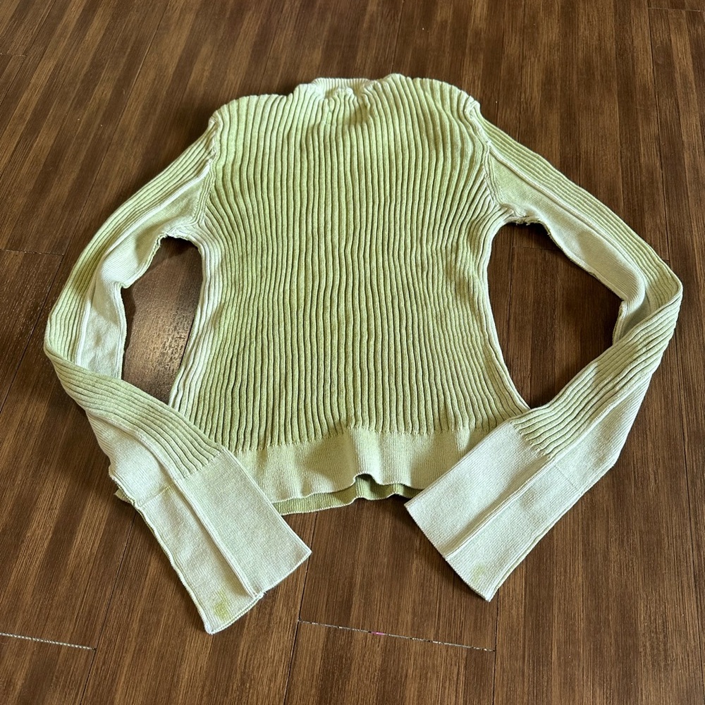 Free People we the free Between The Lines Rib Jumper Sweater Sz XS light green - Picture 8 of 8